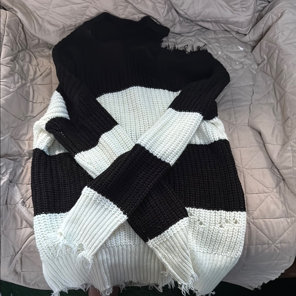 Black and White Striped Sweater